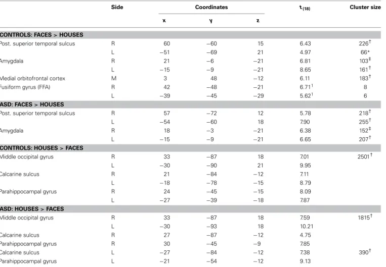 Table 2 | fMRI analysis: face localizer.
