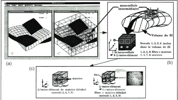 Figure I-43 : Subdivision du composite en cellules élémentaires réalisé par D. Bigaud 