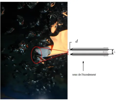 Figure II.16: Photo de la sonde conductive à double pointe :         et         . 