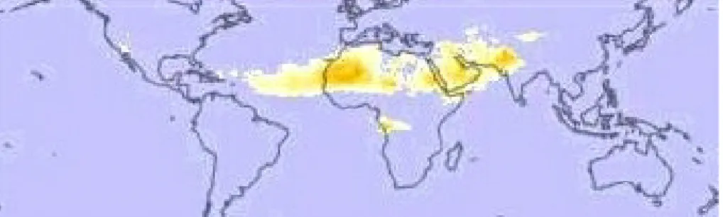 Fig. 6. Mean TOMS Aerosol Index (AI) from June 2000 (The graphic is taken from the earth observatory web-site: