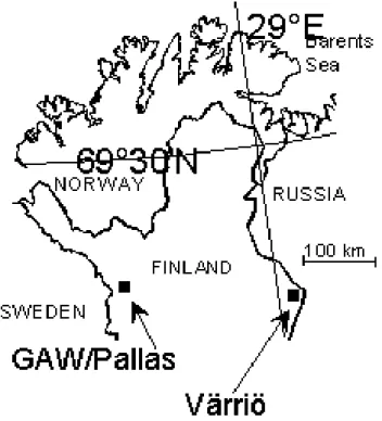 Figure 1. Location of the measurement sites, Pallas and Värriö. 