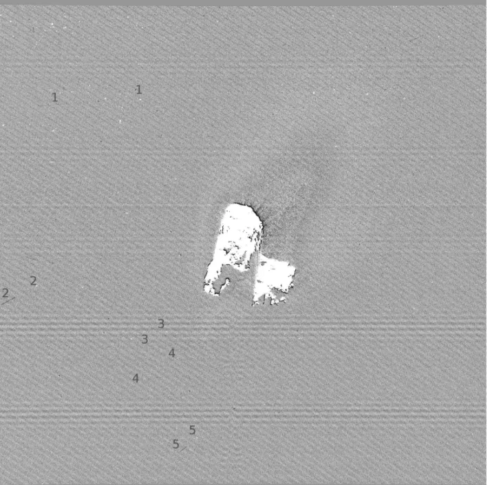 Fig. 1.— OSIRIS WAC subtraction image between the exposures of 0.48 and 12 sec taken on 28 February 2015, 11h35m UT