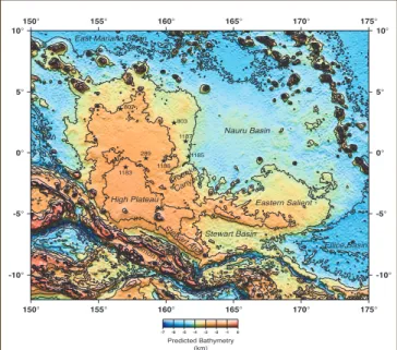 Figure 4. Bathymetry of the western Pacific Ocean including features  of the Ontong Java Plateau and surrounding basins
