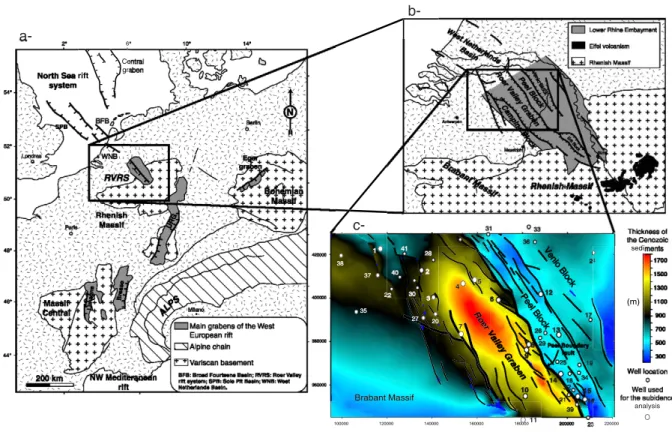 Fig. 1. (a) Location map of the Roer Valley rift system (RVRS) in northwestern Europe