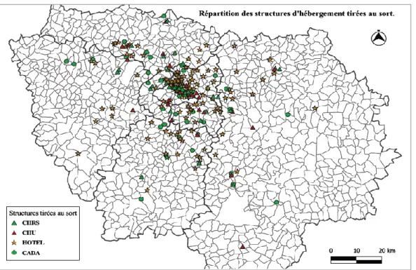 Figure 3 – Répartition des structures d'hébergement tirées au sort dans  ENFAMS, 2013