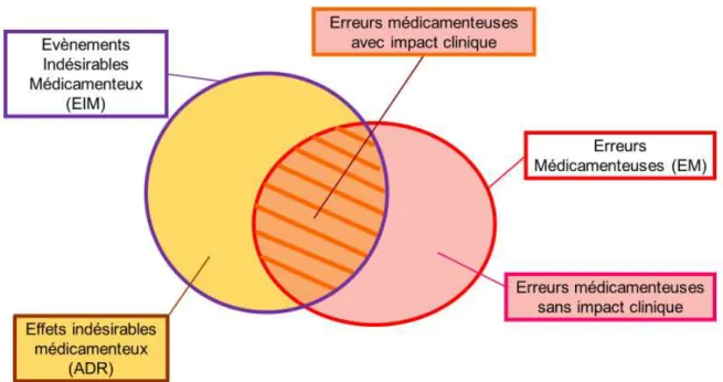Figure n°1 : Relation entre EIM, EM et ADR, adapté de Bedouch et al. (2) 