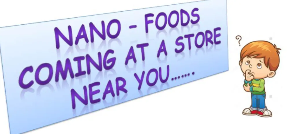 Figure 1. Nano-food products are reaching stores. This image has been modified and designed  from a copyright free image source by Nandita Dasgupta – VIT University, India