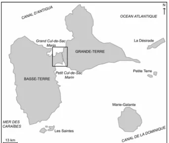 Figure 2.  Localisation des îles de la Guadeloupe. 