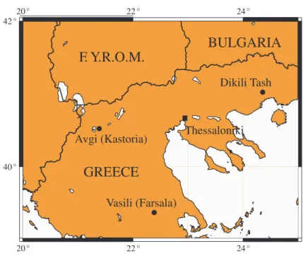Figure 2.7 – Map of NW part of Greece, showing the sampling locations.