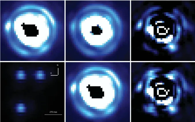 Figure S1A: Top: L’-band classical images of    Pictoris taken in October 2009 (left) and of the  comparison star (middle)