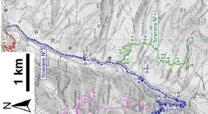 Fig. 6.42  Carte topographique de la Val lé e de Valnontey [Le Bayon, 2005℄