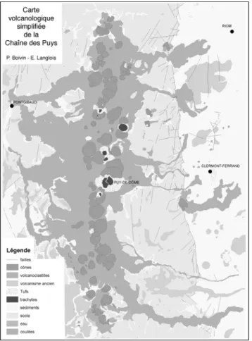 figure  9: Carte de localisation des appareils de  la Chaîne des Puys (Boivin et al., 2004)