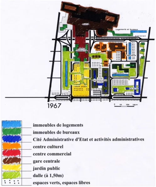 fig. 02 — proposition de Plan-masse en 1967 1964-1967 le centre directionnel 