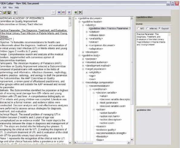 Figure 2.25 – Interface représentant l’éditeur GEM-Cutter 44  dédié à l’encodage des Guides de  Bonnes Pratiques selon le modèle GEM