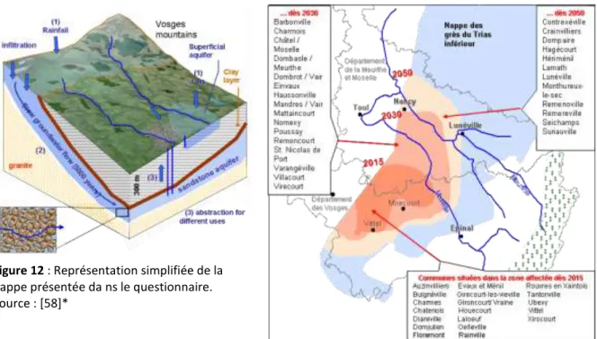 Figure 12 : Représentation simplifiée de la  nappe présentée da ns le questionnaire. 