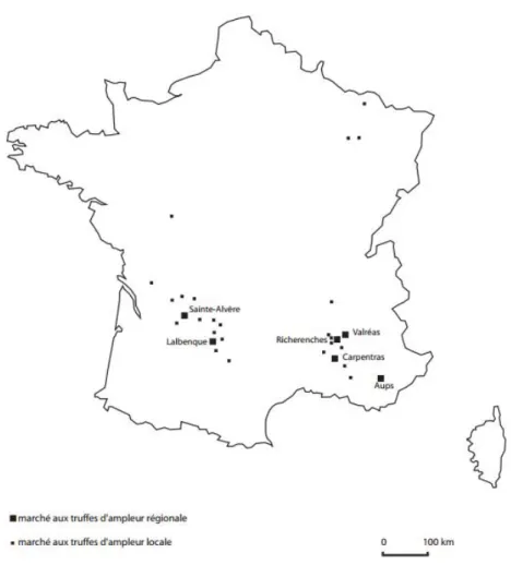 Figure 1 – Les principaux marchés aux truffes en France 