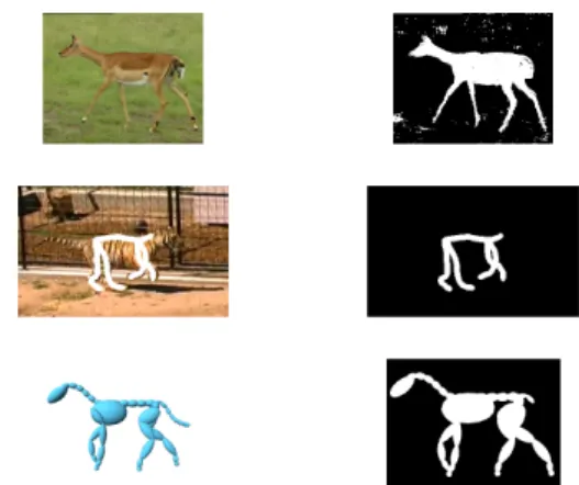 Figure 2: Results of segmentation for our three sources of data: live video, sketching and synthetic