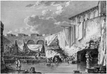 Fig. 4 : Vue de la fontaine d’Aréthuse à Syracuse (t. V, pl. 110). 