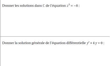 Figure 4 – Extrait de la partie « Questionnaire » du sujet de l’UE « Calculus » donné à l’UPMC en Juin 2015.