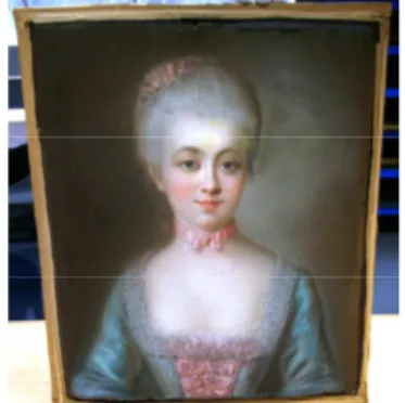 Figure 4 : anonyme français, Portrait de jeune femme en costume Louis XV, XVIII ème  siècle (E1426)
