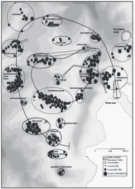 Fig. 5 - Répartition tumulaire (à partir de  Woodward 1996 et Cunliffe et al 1997)