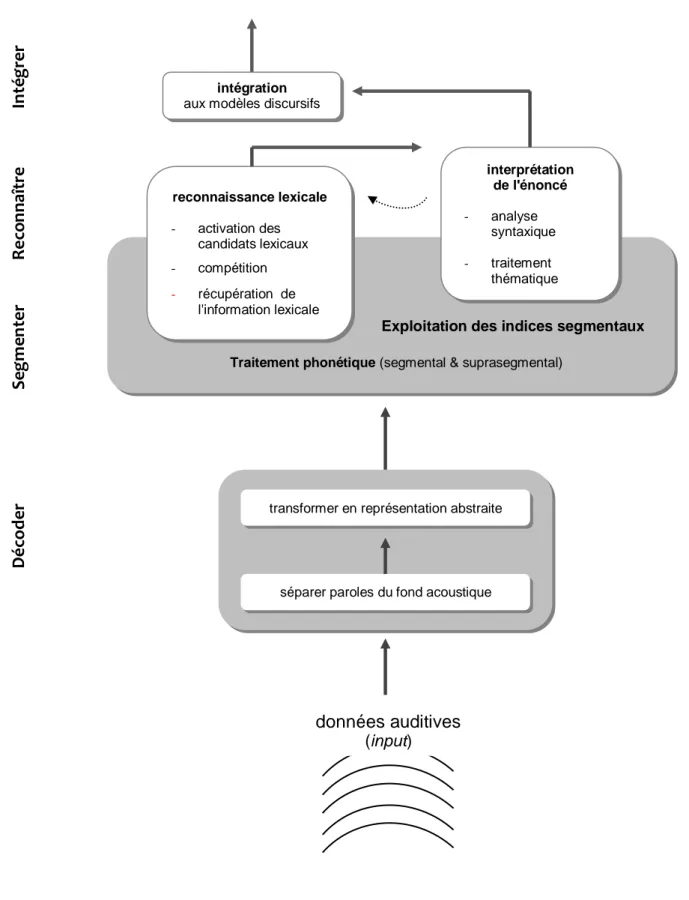 Figure  3  –  Schéma  des  processus  de  compréhension  aurale  (A  Blueprint  of  the  listener ;  Cutler  &amp; 