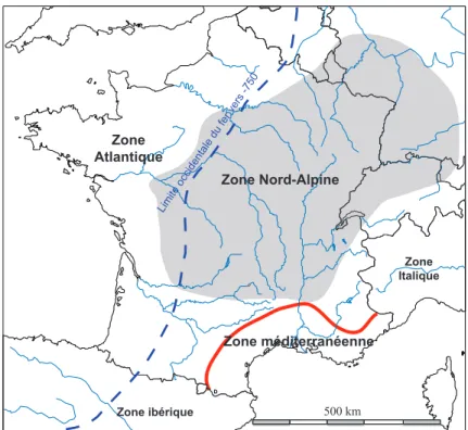 Figure    1.12   :    Localisation    des    zones    géographiques    au    Bronze    final