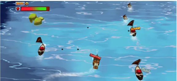 Figure 5. A screenshot from Hammer and Planks, showing the normalized game play. 