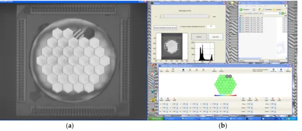Figure 7. Screen shot during the experiment; (a) The interferometric image of the mirror when the 