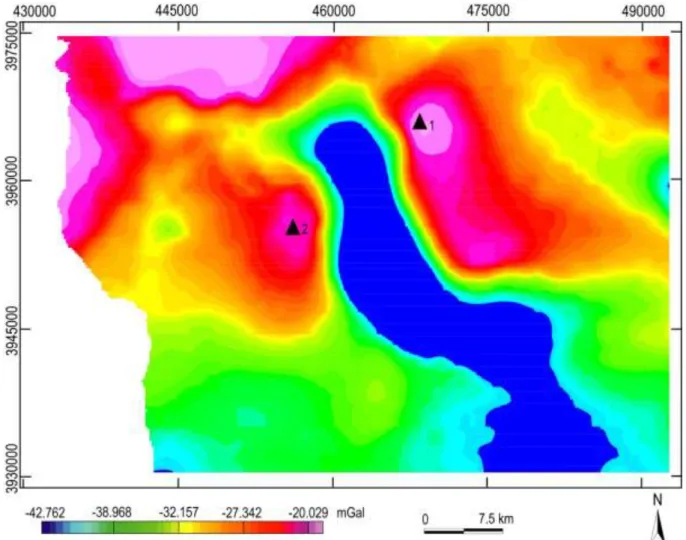 Fig. 3: Bouguer anomaly map of Kalaa Khesba and Kalaat Senam computed using a density of 2.4 g.cm -3