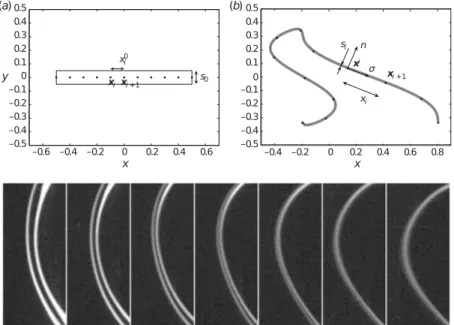 Figure 1.5: On the top a schematic view of the elongation of a line in a turbulent flow: image taken from Meunier and Villermaux [2010]