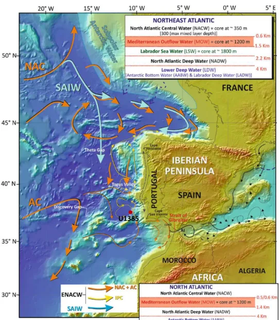Fig.  8.  Surficial  water  circulation  off  western  Iberia  (after  Hernández-Molina  et  al.,  2011)