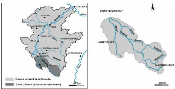 Figure 1: Situation de la zone d'étude dans le bassin de la Moselle
