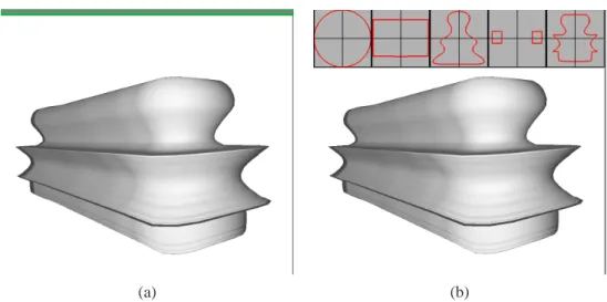 Fig. 1.9: (a) The history of profile used in the modeling session is in general hidden and only revealed window (b) when requested.