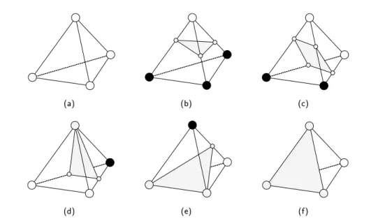 Figure 2.7: These gures show the topological cases of the Marching Tetrahedrons method