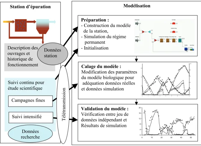 Figure 8 : Transfert de données entre STEP et travaux de modélisation (Marquot et al., 2006b) 