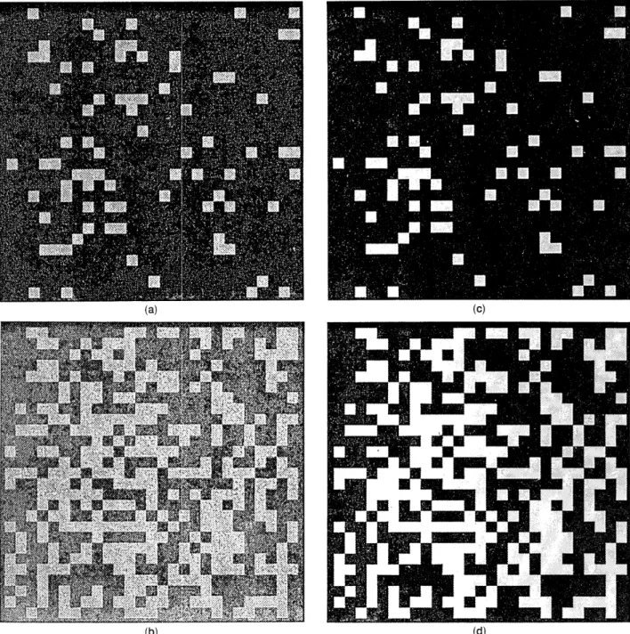 Fig. 6.  Simulations  of reconstructed  intensity distributions  by use of one input hologram  encoded with 512  x  512  pixels  (a) before  and (b) after  thresholding  by  the BOASLM