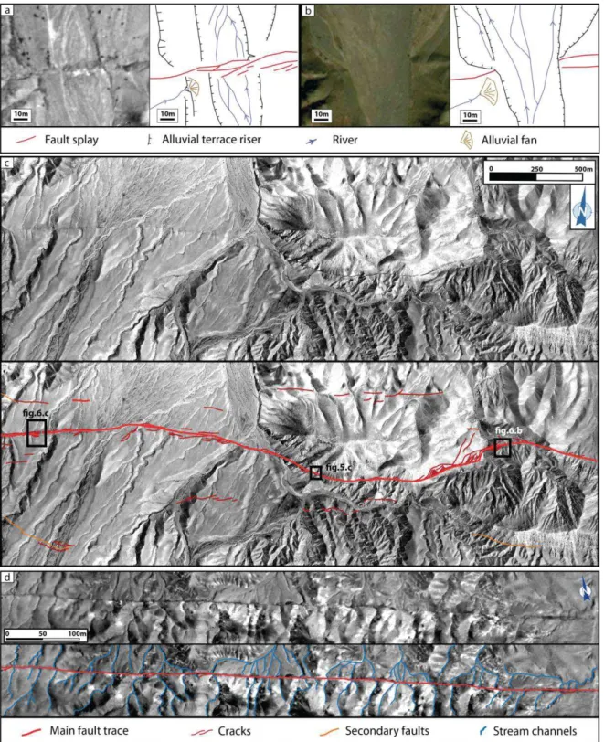 Figure  3-2:  Examples  of  the  Gobi-Altai  surface  rupture  observed  on  high-resolution  aerial 