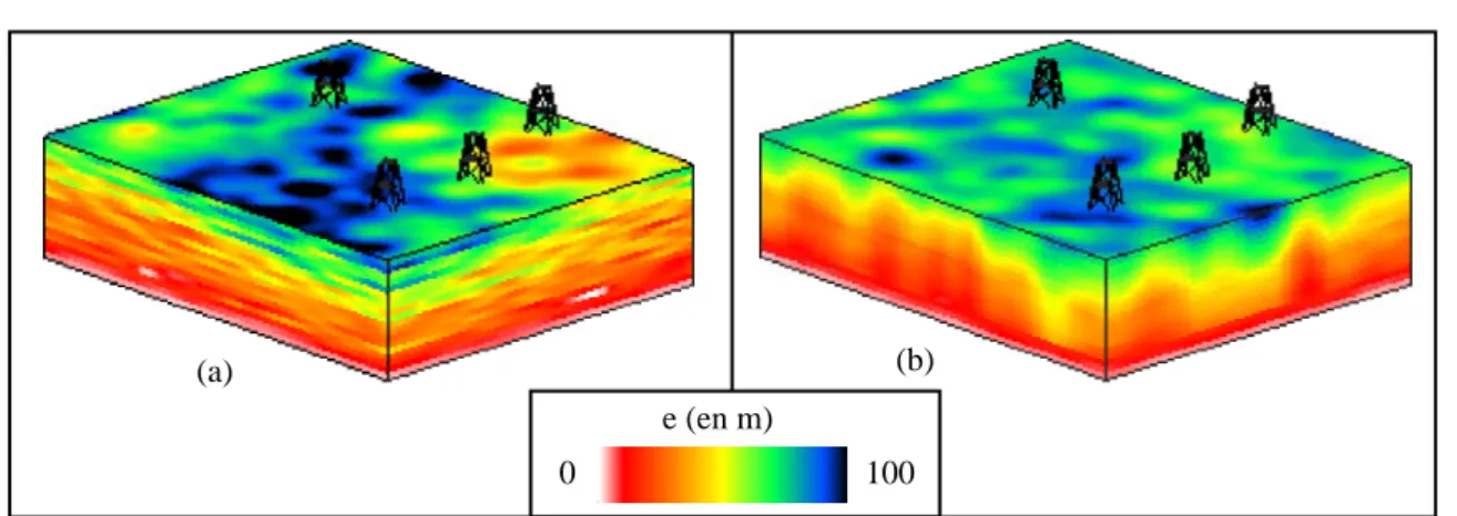 Fig. 3.12 : Simulation de l’´ epaisseur dans la grille chronostratigraphique :