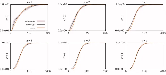 Figure 4. Modelling Results obtained with the classical Advection-Dispersion model.