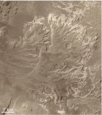 Figure 2.4: Fossilized delta in Eberswalde crater. Image courtesy of NASA. 