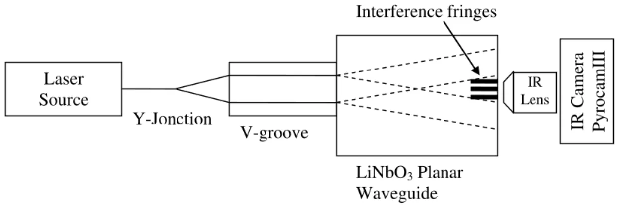 Fig. 7: Schematics of the infrared integrated optic basic interferometer