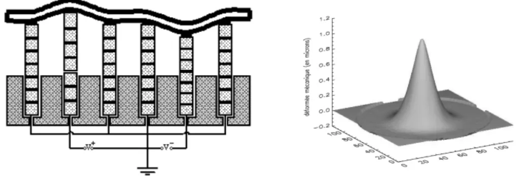 Figure 2.3: Right: Influence function sketch of a Stack Array Mirror (SAM) type mirror.