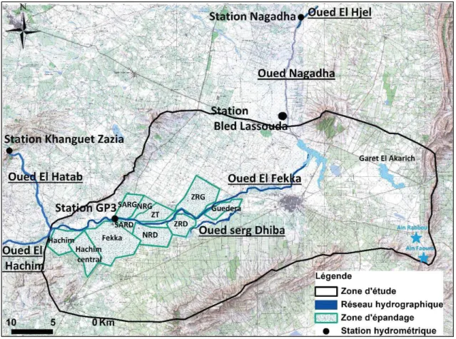Figure 16. Réseau hydrographique de la plaine de Sidi Bouzid  3.2.1  Oued El Fekka 