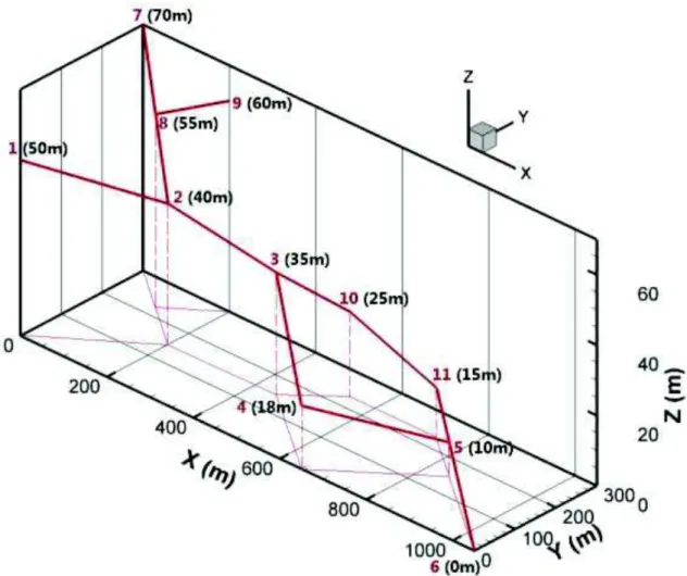 Figure 3.11 : Géométrie et topographie du réseau complexe 