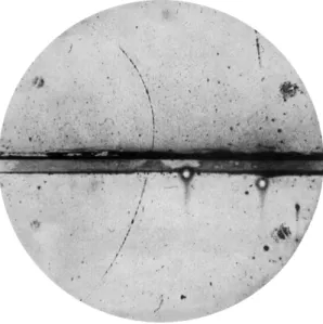 Figure 2.1: First positron image, made with a cloud chamber by Anderson in 1932 [2].