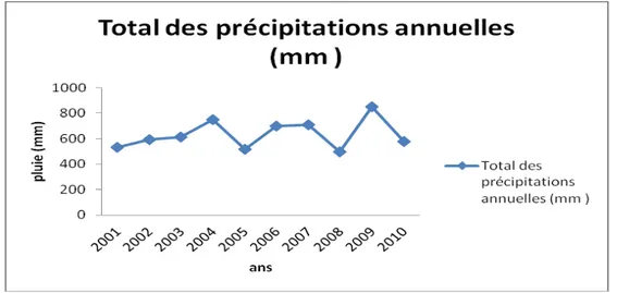 Figure 7 : Moyenne mensuelle des précipitations dans la partie supérieure de Litani 