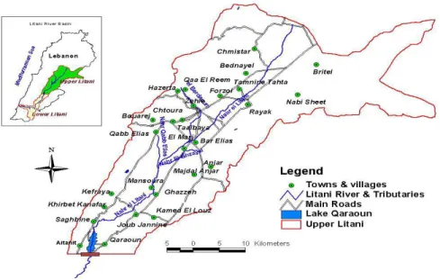Figure 17 : Carte des villages de la partie supérieure de Litani 