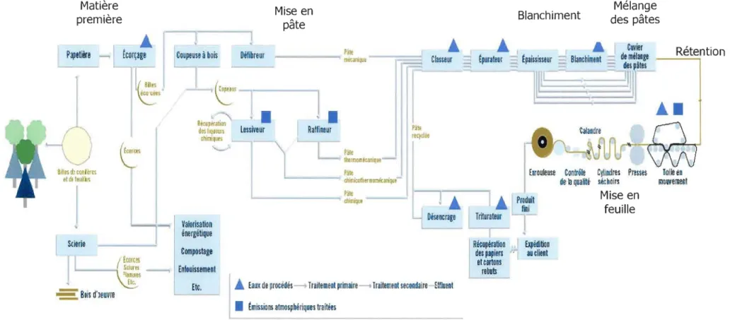 FIGURE  1.1  Procédé de fabrication des pâtes et du  papier 