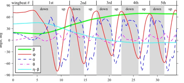 Fig 3a shows the fruitfly model and the wake, IGE and OGE, at 4 subsequent time instants.